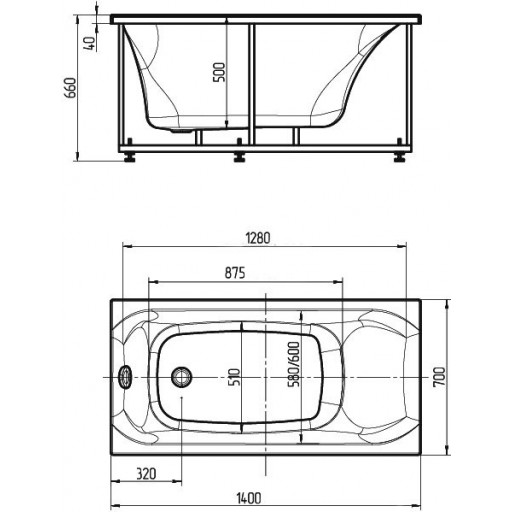 Ванна акриловая Aquatek Альфа белая 140х70 см ALF140-0000019